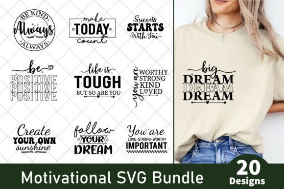 Motivational SVG Bundle T-shirt Designs Review