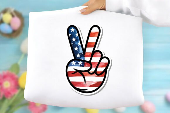 Patriotic Peace Hand USA Flag PNG Graphics Freebies