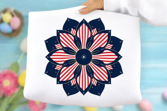 USA Flag Flower Mandala Clipart PNG Graphics Freebies